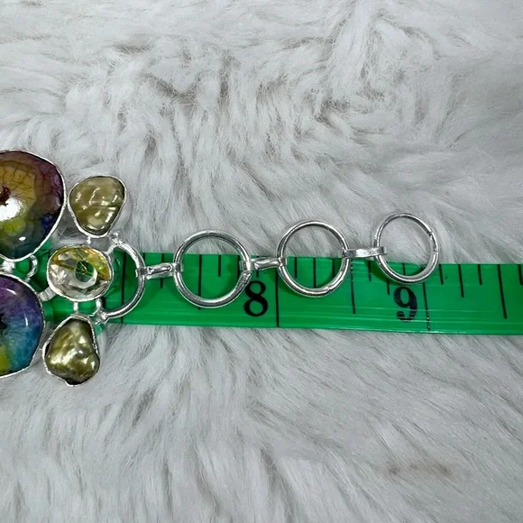 Rainbow Solar Quartz 925 Large Gemstone Necklace & Bracelet Set - Picture 6 of 8